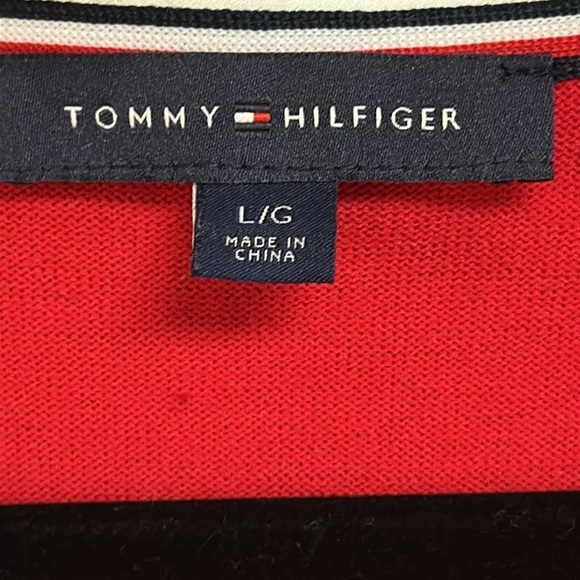 Tommy Hilfiger Solid V-Neck Two in One Red/White Sweater Blouse Large - Picture 4 of 6